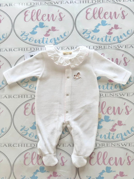 Baby GI Pink Rocking Horse Velvet Babygrow