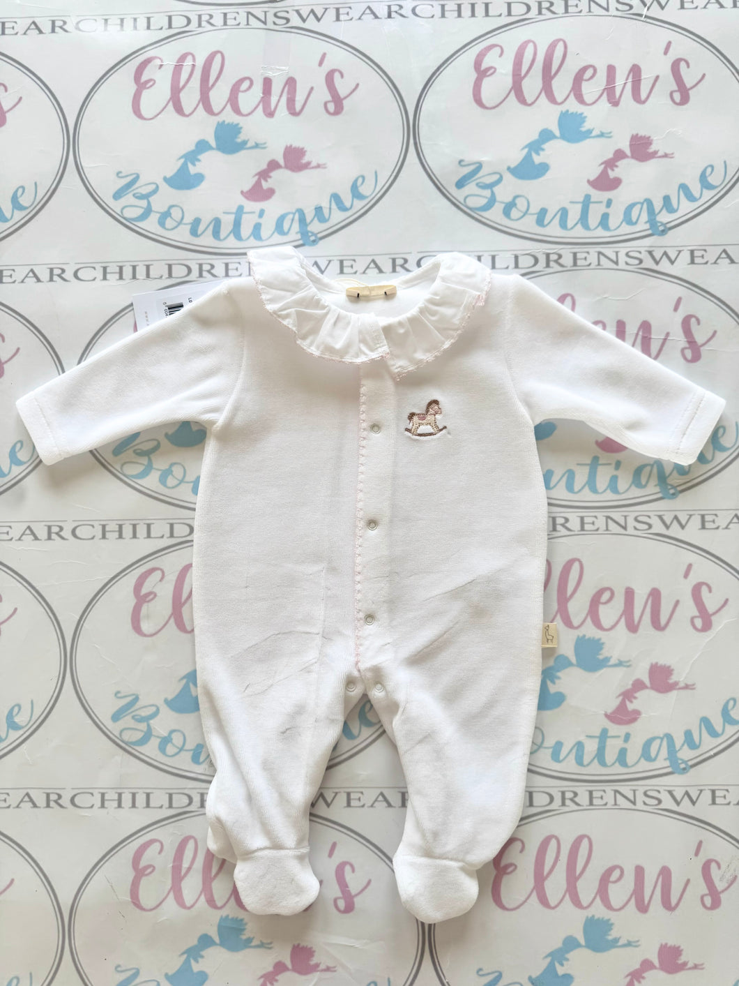 Baby GI Pink Rocking Horse Velvet Babygrow