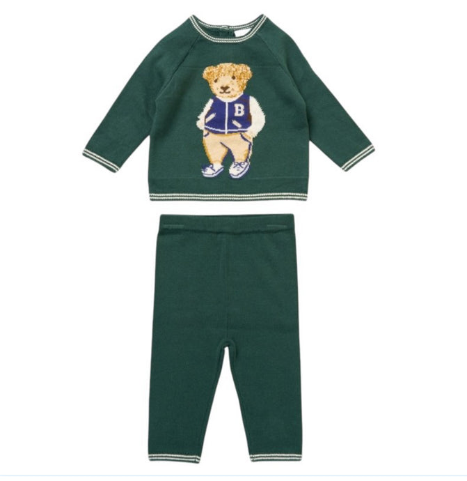 Green Teddy Knitted Set