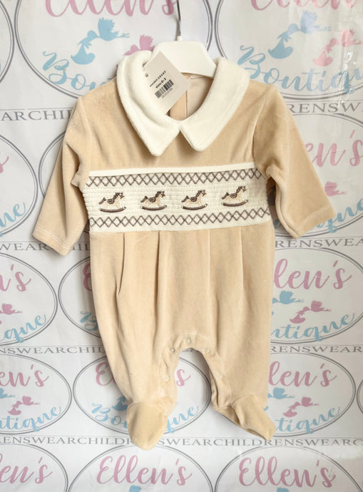 Biscuit Rocking Horses Velvet Babygrow