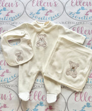 Load image into Gallery viewer, Baby GI Cream Teddy Velvet Babygrow