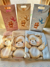 Load image into Gallery viewer, Bear Balloons Blanket in gift bag - choose colour