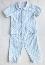 Load image into Gallery viewer, Boys Blue Swiss Cotton Stripe Pyjamas and Nightcoat