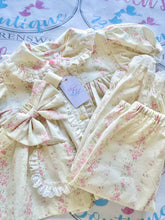 Load image into Gallery viewer, Cream and Pink Floral Long Leg Pyjamas