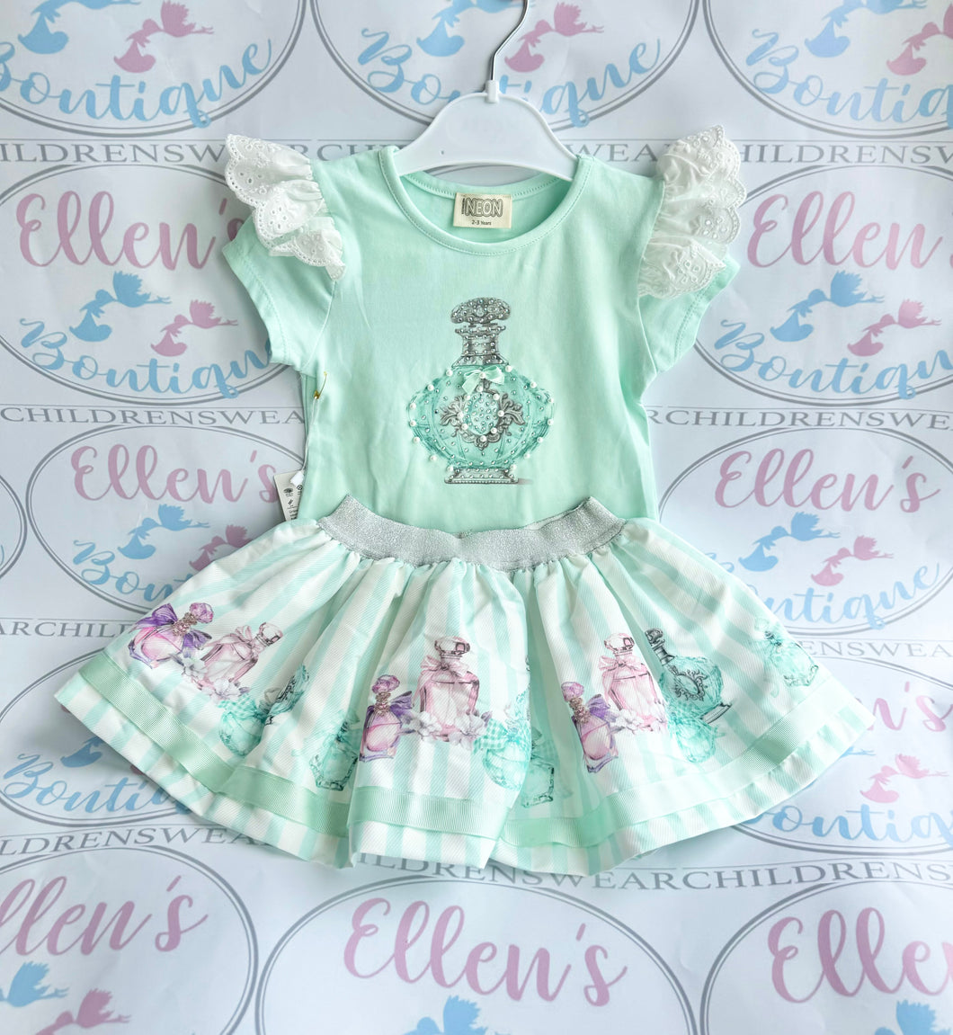 Mint Green Perfume Skirt Set