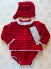 Load image into Gallery viewer, Red Knitted Set with Bonnet