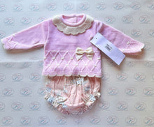 Load image into Gallery viewer, Pink Teddy Bear Knitted Jam Pants Set