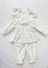 Load image into Gallery viewer, Cream and Blue Floral Long Sleeve Pyjamas