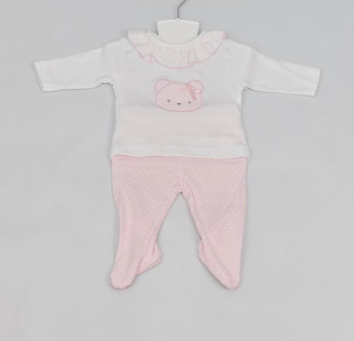 Pink Frilly Teddy Two Piece Set