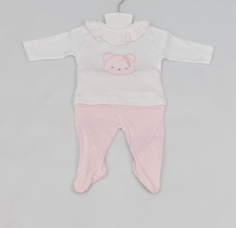 Pink Frilly Teddy Two Piece Set