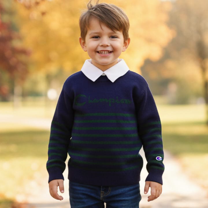 Boys Navy and Green Jumper