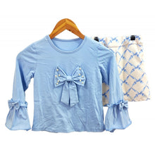 Load image into Gallery viewer, Blue Bows and Pearls Short Set