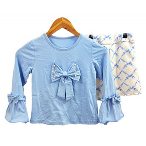 Blue Bows and Pearls Short Set