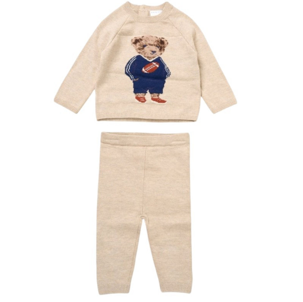 Biscuit Teddy Knitted Set