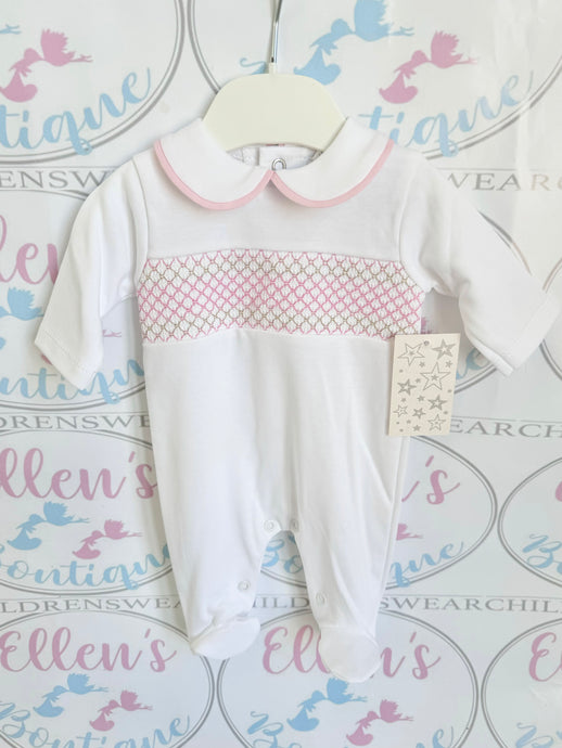 Pink Smocked Babygrow