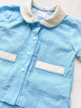 Load image into Gallery viewer, Boys Blue and Cream Swiss Cotton Pyjamas