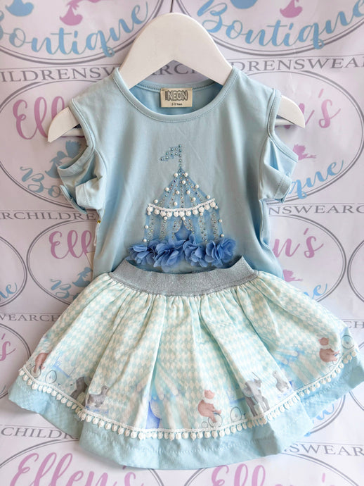 Blue Circus Skirt Set