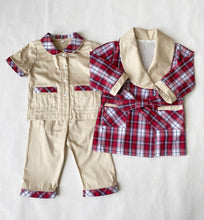 Load image into Gallery viewer, Cream and Red Tartan Pyjamas and Nightcoat