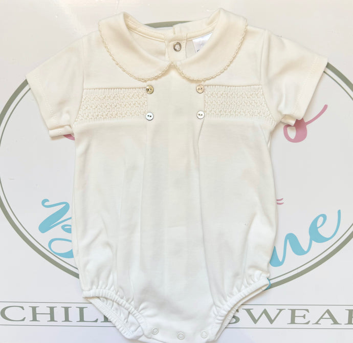 Cream Cotton Smocked Romper