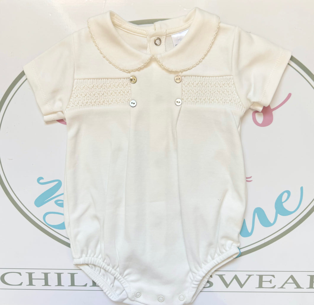 Cream Cotton Smocked Romper