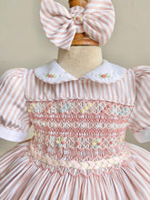 Load image into Gallery viewer, Peach and Pastels Stripe Smocked Dress