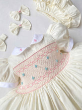 Load image into Gallery viewer, Cream and Pink Smocked Dress