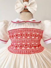 Load image into Gallery viewer, Red and Cream Smocked Dress