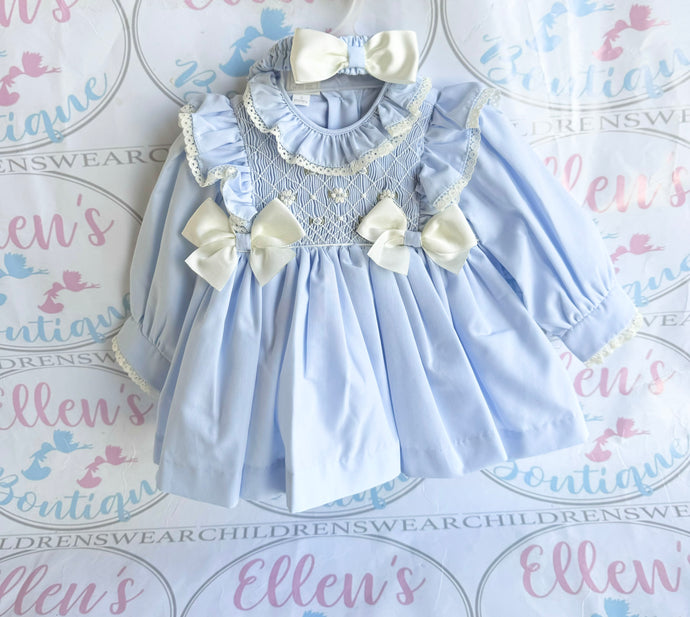 Pretty Originals Blue Smocked Set