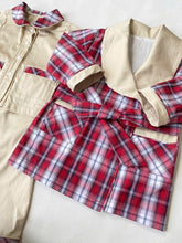 Load image into Gallery viewer, Cream and Red Tartan Pyjamas and Nightcoat