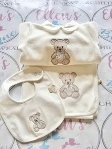 Baby GI Cream Teddy Velvet Babygrow