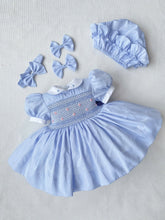 Load image into Gallery viewer, Blue and Pink Smocked Dress