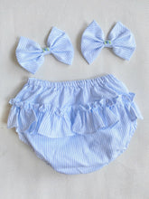 Load image into Gallery viewer, Blue and Pastels Stripe Smocked Dress