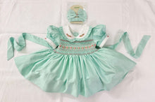 Load image into Gallery viewer, Mint and Pink Smocked Dress