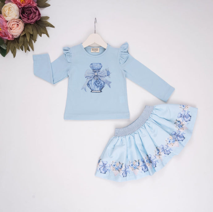 Blue Perfume Skirt Set