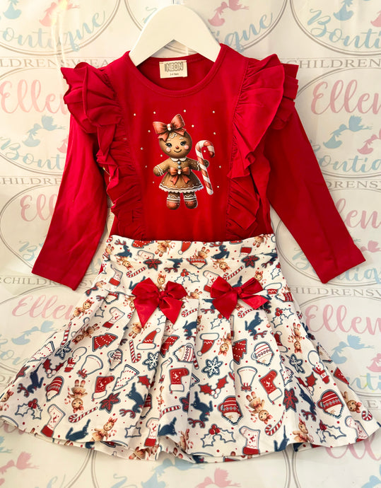 Red Gingerbread Skirt Set