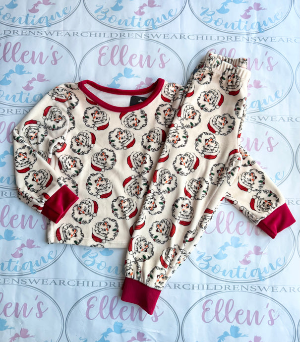 Cream and Red Father Christmas Velvet Pyjamas