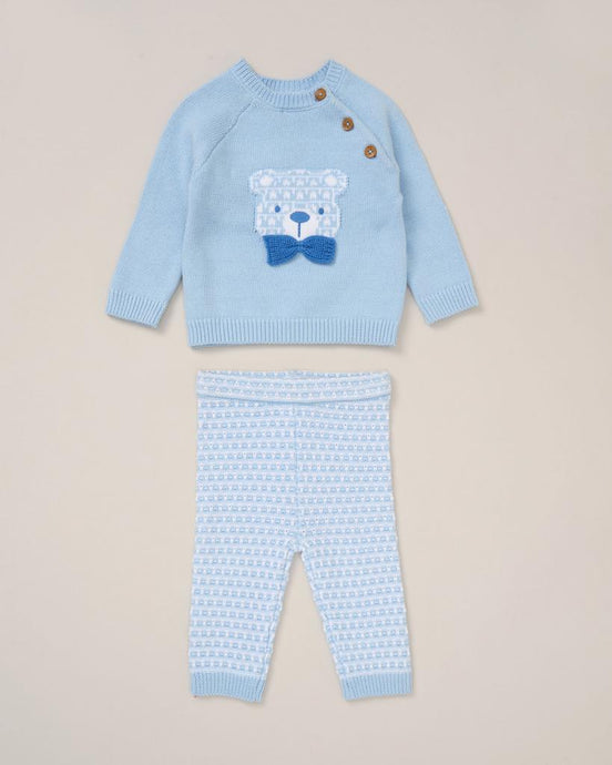 Blue Teddy Knitted Set