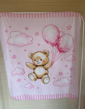 Load image into Gallery viewer, Bear Balloons Blanket in gift bag - choose colour