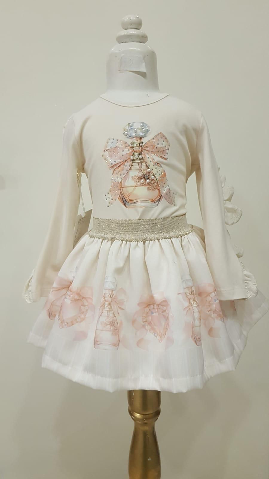 Cream Perfume Skirt Set