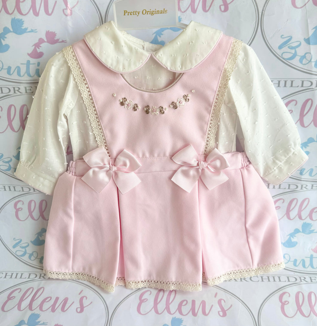 Pretty Originals Pink and Cream Pinafore Dress