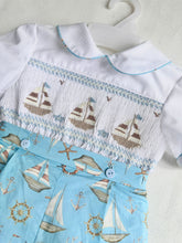 Load image into Gallery viewer, PREORDER Blue Boat Smocked Suit
