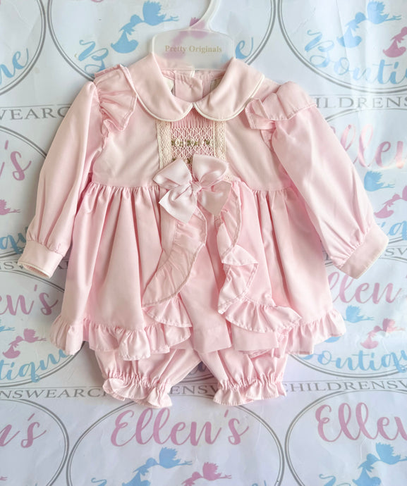 Pretty Originals Pink Smocked Set