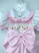 Load image into Gallery viewer, Pink Floral Garland Smocked Romper
