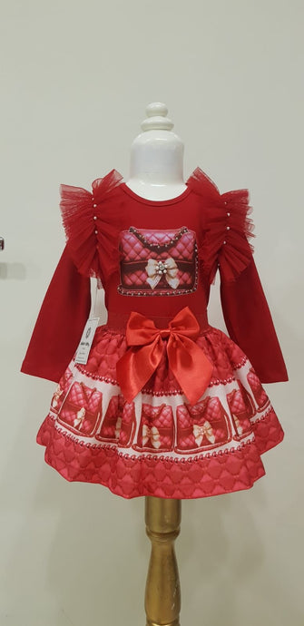 Red Handbag Skirt Set