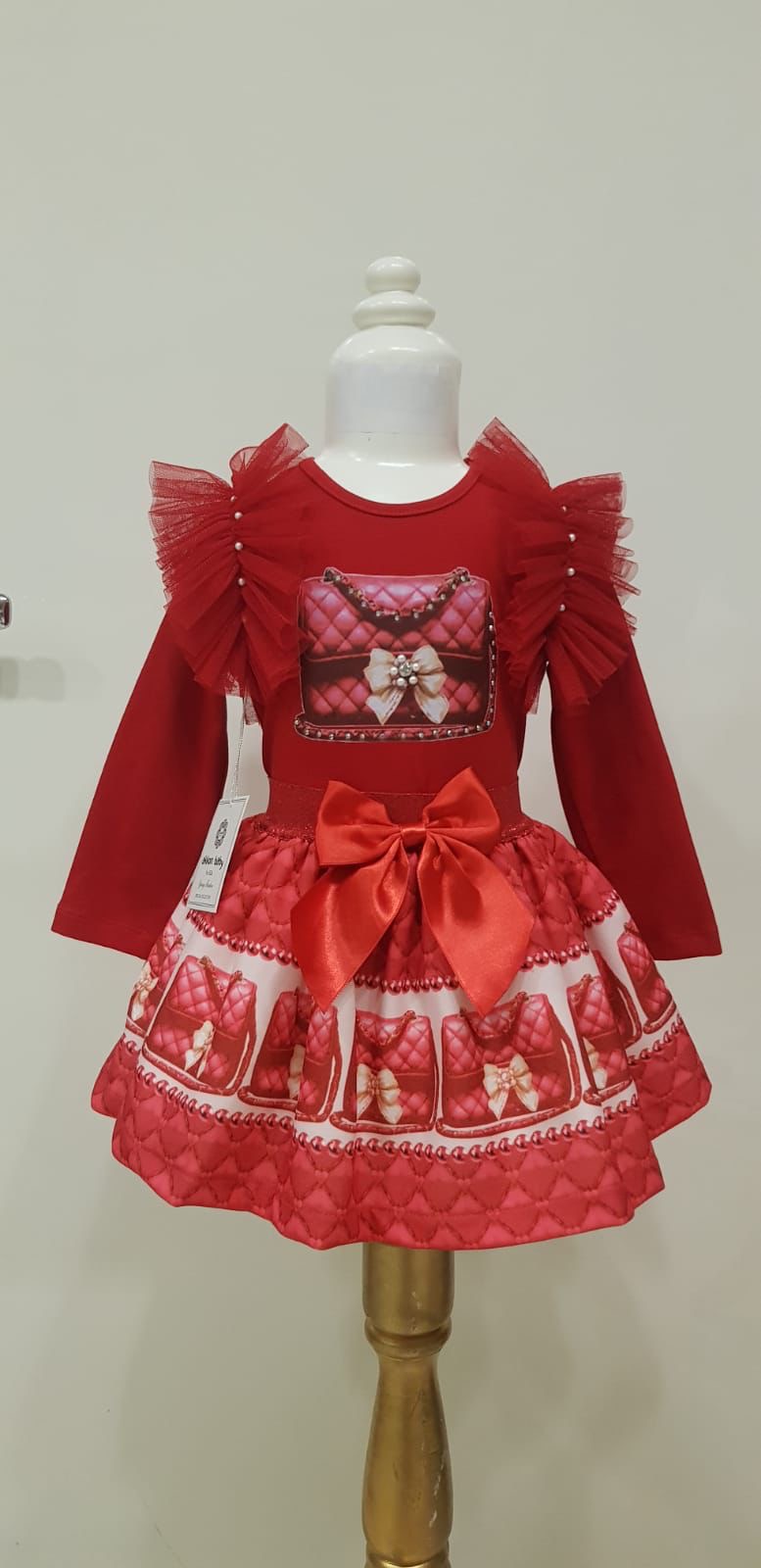 Red Handbag Skirt Set