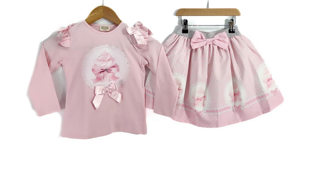 Pink Cupcakes Skirt Set