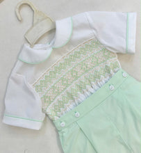 Load image into Gallery viewer, Mint and Cream Smocked Suit