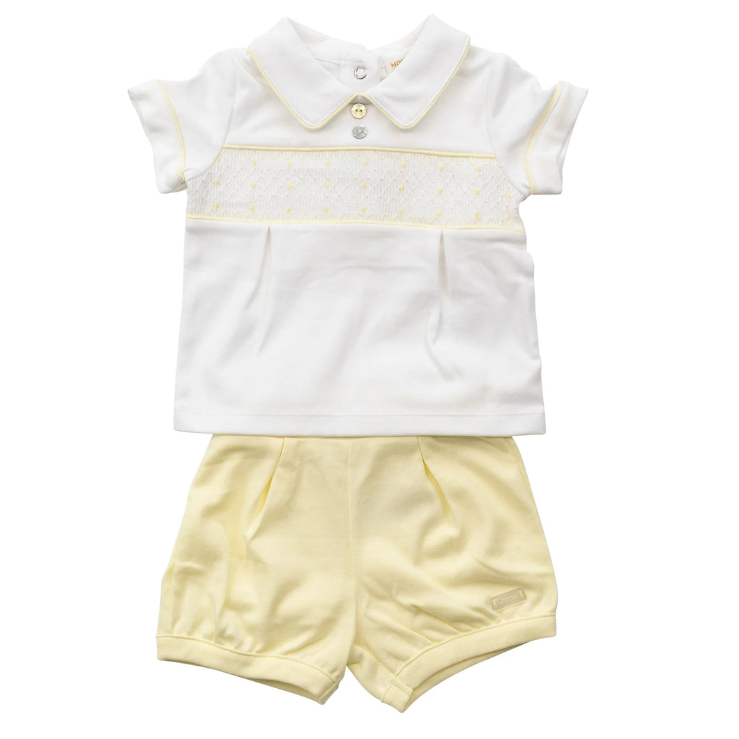 Lemon and White Smock Short Set