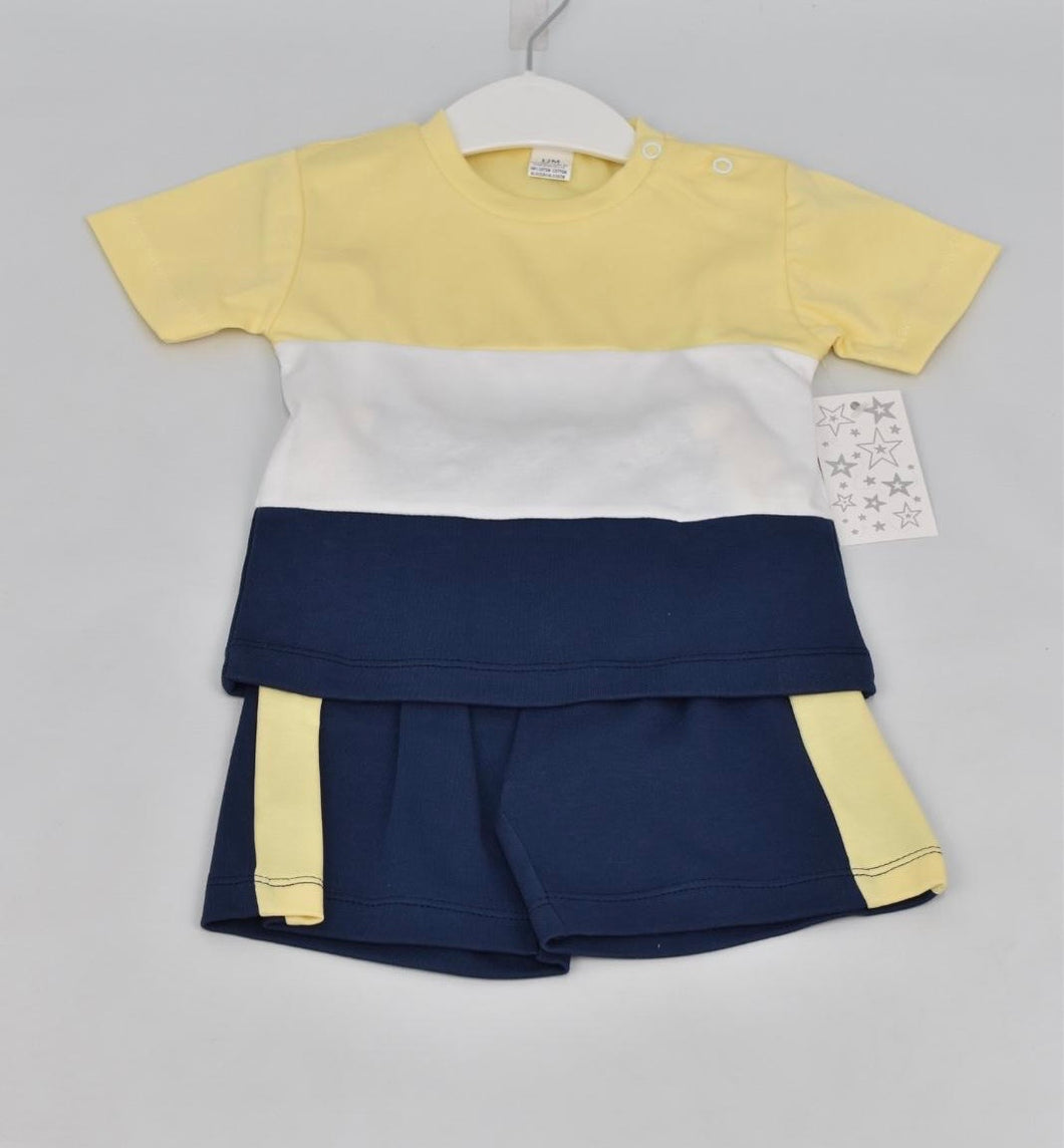 Navy and Lemon Cotton Short Set
