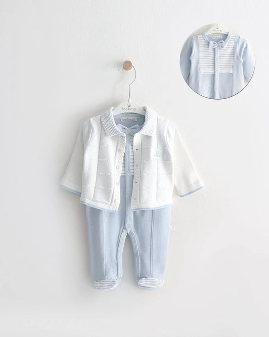 Blue Babygrow and Cardigan Set